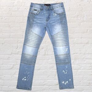 Phat Farm Boys Teen Skinny Fit Jeans Size 12 (26X27)‎ Moto Painted Y2K Stretch